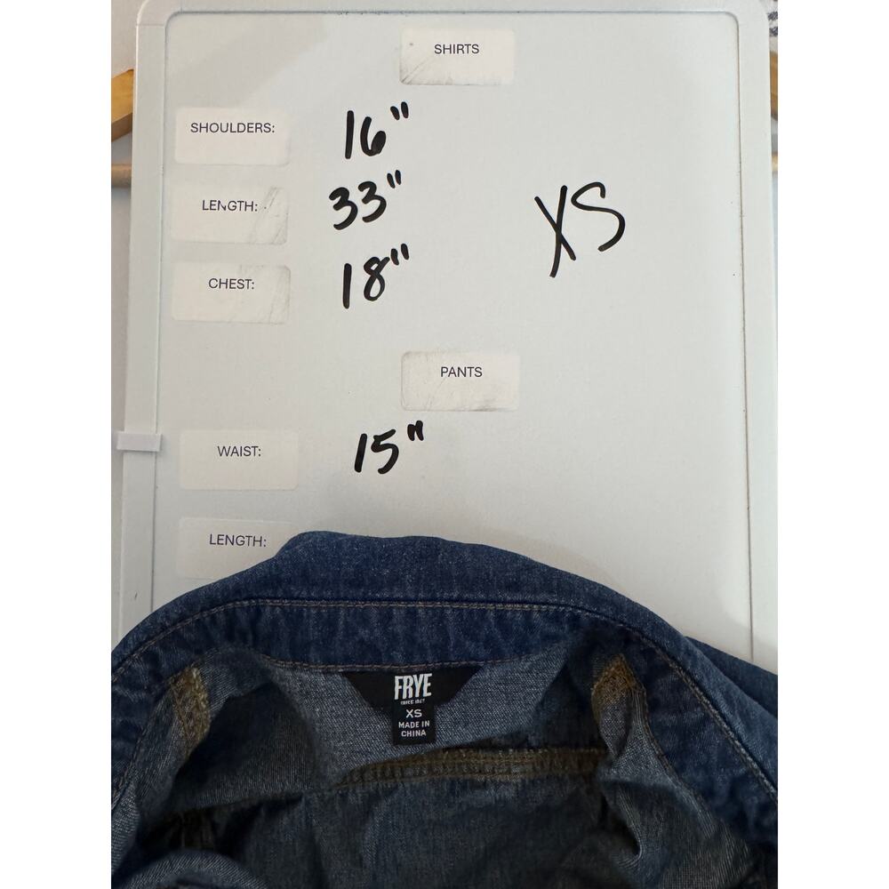 Frye Denim Shirt Dress Women XS Western Coastal Cowgirl Utility Mini Pockets - Picture 8 of 14